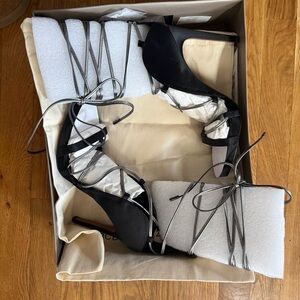 BCBGMaxAzria Black Heels with Silver Straps